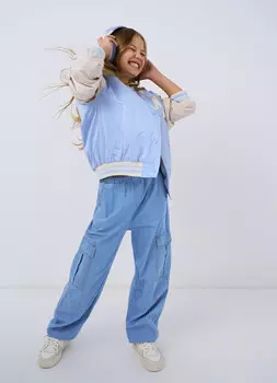 Джинсы-парашюты для девочек, Голубой