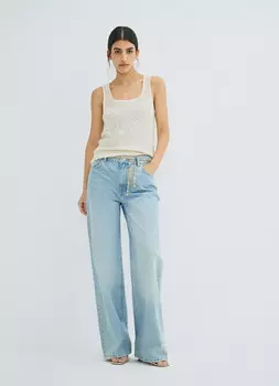 Джинсы с ремнём-цепочкой, Голубой