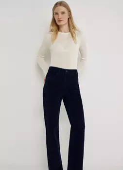 Джинсы с велюром, Синий