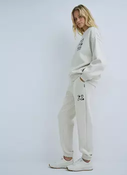 Джоггеры с принтом, Бежевый