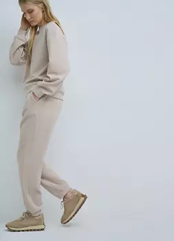 Джоггеры из плотного трикотажа, Бежевый