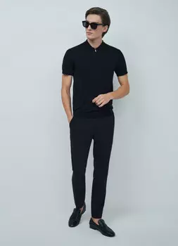 Зауженные брюки с поясом на резинке, Черный