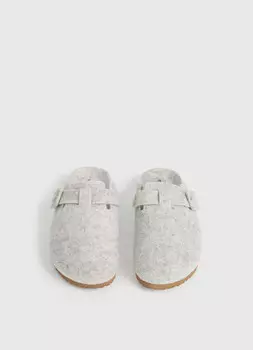 Фетровые сабо с пряжкой, Серый