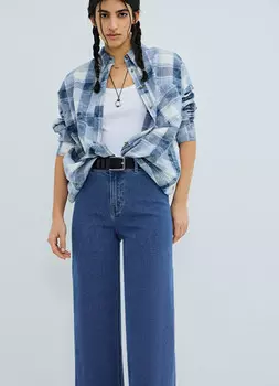 Фланелевая рубашка в клетку, Голубой