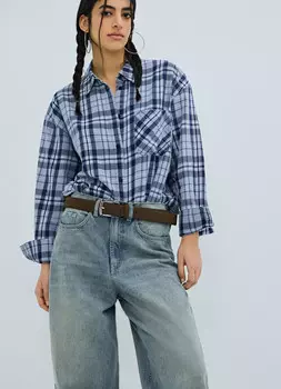 Фланелевая рубашка в клетку, Синий