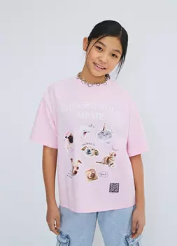 Футболка c AR-принтом для девочек, Розовый