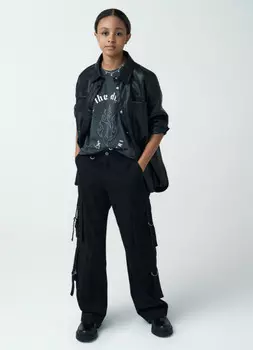 Футболка для девочки с эффектом стирки, Серый