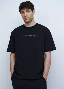 Футболка из джерси с текстовым принтом , Черный