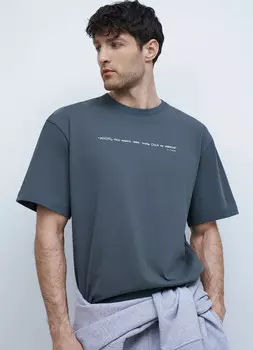 Футболка из джерси с текстовым принтом , Зеленый