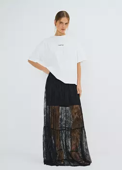 Футболка из жатой ткани с принтом, Белый