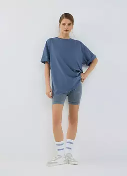 Футболка оверсайз с эффектом стирки, Синий