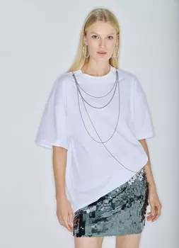 Футболка оверсайз с цепью, Белый