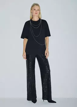 Футболка оверсайз с цепью, Черный