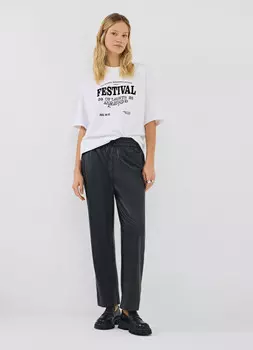 Футболка оверсайз с флок-принтом, Белый