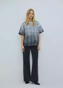 Футболка оверсайз с металлизированным накатом, Серебряный