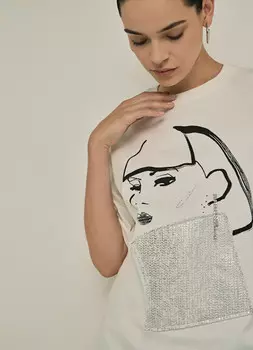 Футболка оверсайз с принтом, Белый