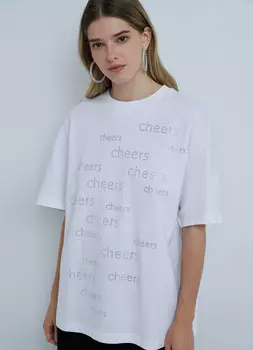 Футболка оверсайз с принтом, Белый