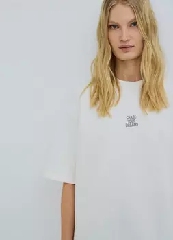 Футболка оверсайз с принтом, Белый