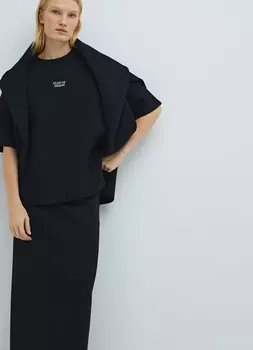Футболка оверсайз с принтом, Черный