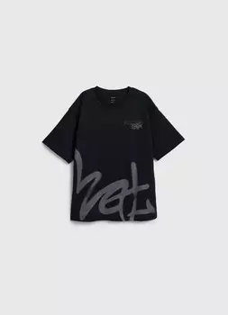 Футболка оверсайз с принтом для мальчиков, Черный