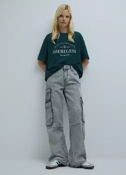 Футболка оверсайз с принтом, Зеленый