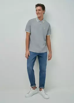 Футболка-поло с контрастной отделкой, Серый