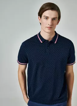 Футболка-поло с принтом, Синий