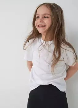 Футболка полуприлегающая для девочек, Белый