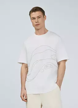 Футболка с абстрактной вышивкой, Белый