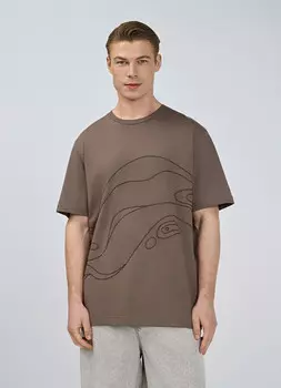 Футболка с абстрактной вышивкой, Серый