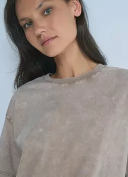 Футболка с эффектом стирки, Бежевый