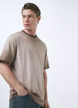 Футболка с эффектом стирки, Бежевый