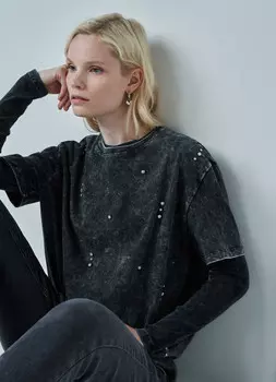 Футболка с эффектом стирки, Серый