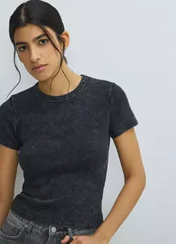 Футболка с эффектом стирки, Серый