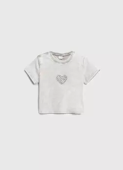 Футболка с аппликацией для девочек, Серый