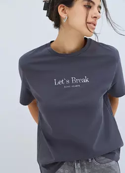 Футболка с блестящим принтом, Серый