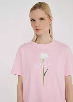 Футболка с цветочным принтом, Розовый
