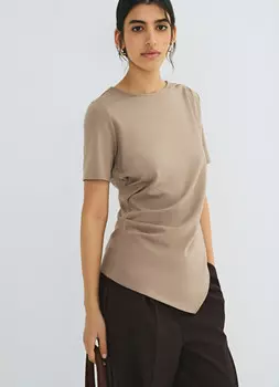 Футболка с драпировкой, Коричневый
