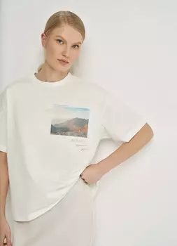 Футболка с географическим принтом O'STIN х Экспедиция, Белый