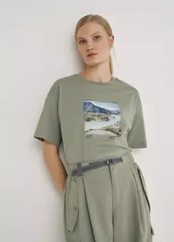 Футболка с географическим принтом O'STIN х Экспедиция, Зеленый