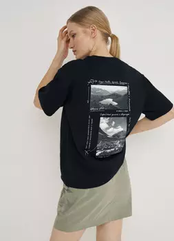 Футболка с географическим принтом O'STIN х Экспедиция, Черный