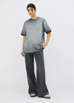 Футболка с градиентом и стразами, Серый