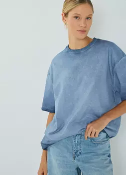 Футболка с градиентом и стразами, Синий