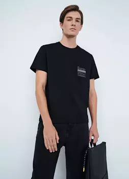 Футболка с карманом, Черный