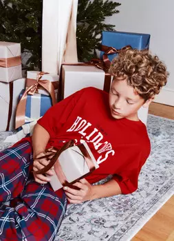 Футболка с новогодним принтом для мальчиков, Красный