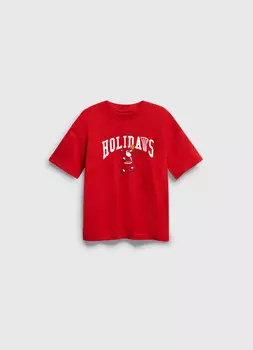 Футболка с новогодним принтом для мальчиков, Красный