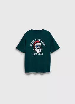 Футболка с новогодним принтом для мальчиков, Зеленый