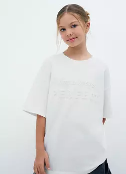 Футболка с объёмным принтом для девочек, Белый