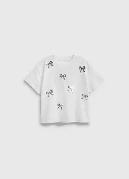 Футболка с пайетками для девочек, Белый