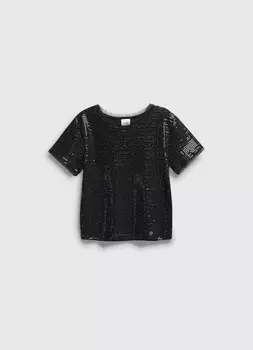 Футболка с пайетками для девочек, Черный